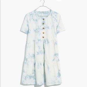 Madewell Tie-Dye Button Front Short Sleeve Tiered Mini Dress Size XXL